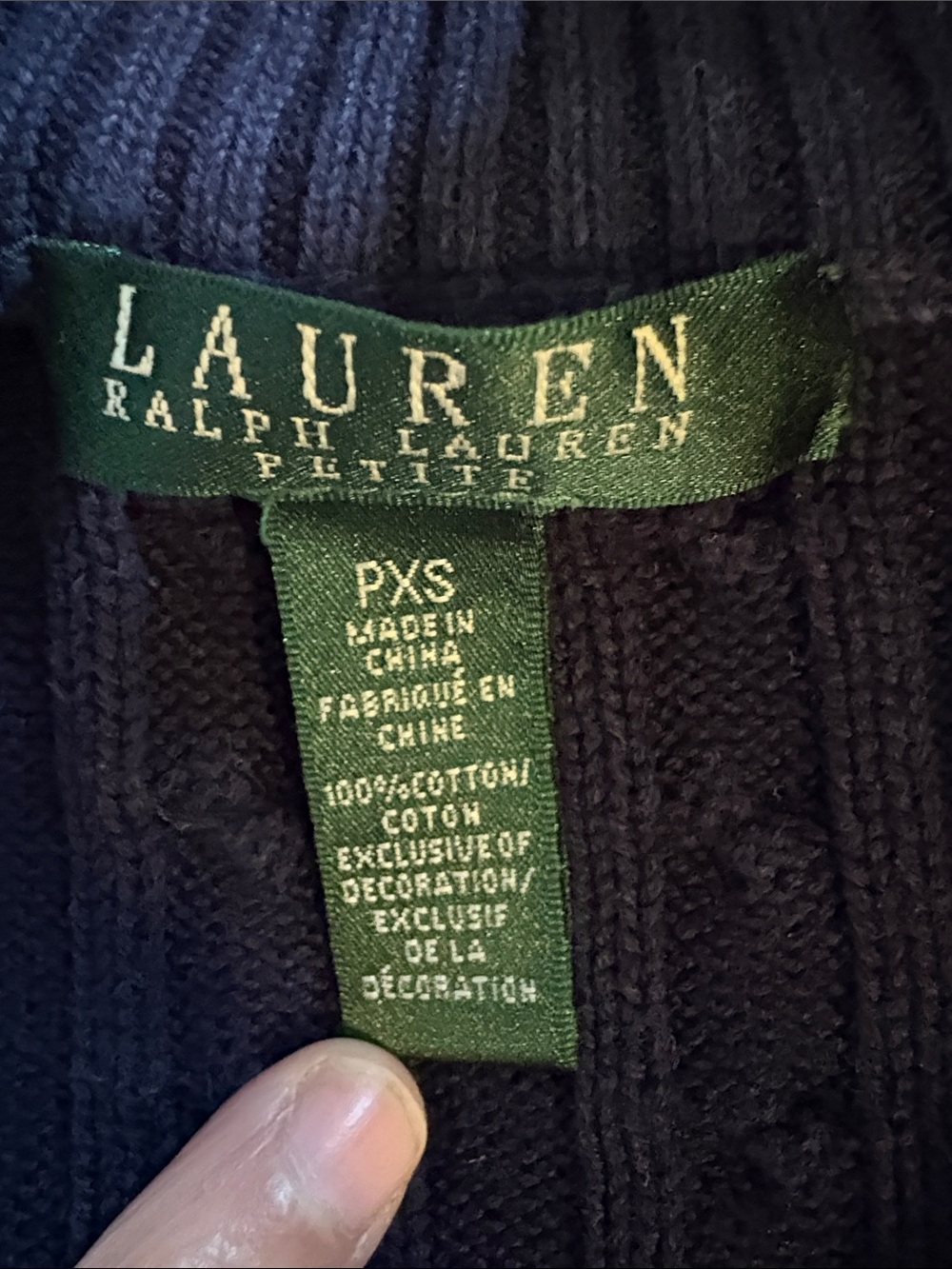 Ralph Lauren Navy Cable-Knit Full Zip Cardigan Crest Sweater Womens XSP - Picture 9 of 11